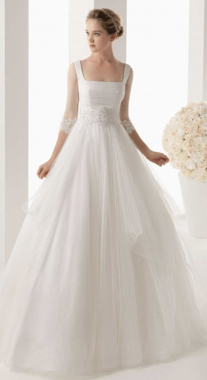 Square Neck Wedding Gown